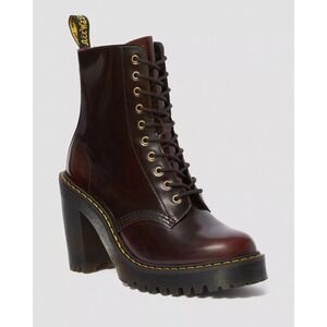 Dr. Martens Kendra Arcadia Leather Heeled Boots in Cherry Red Size 10